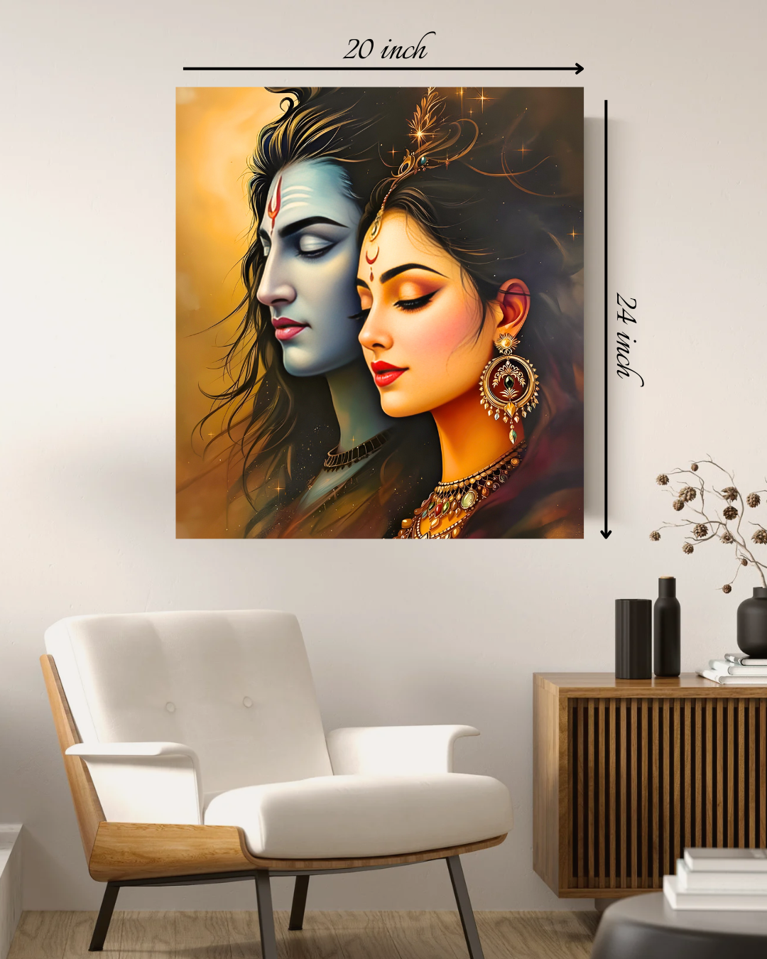 Shiva and Parvati Canvas Print – High Quality Hindu God Wall Art