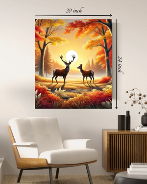 Deer in Autumn Forest Canvas Print – Beautiful Deer Canvas Print