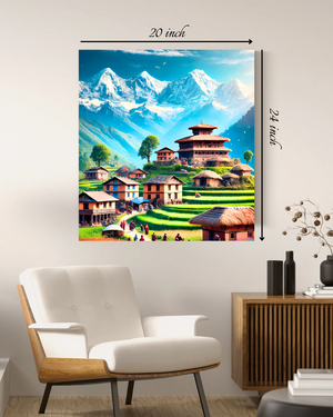 Nepal Village Scenic Canvas Print – High Quality Wall Art