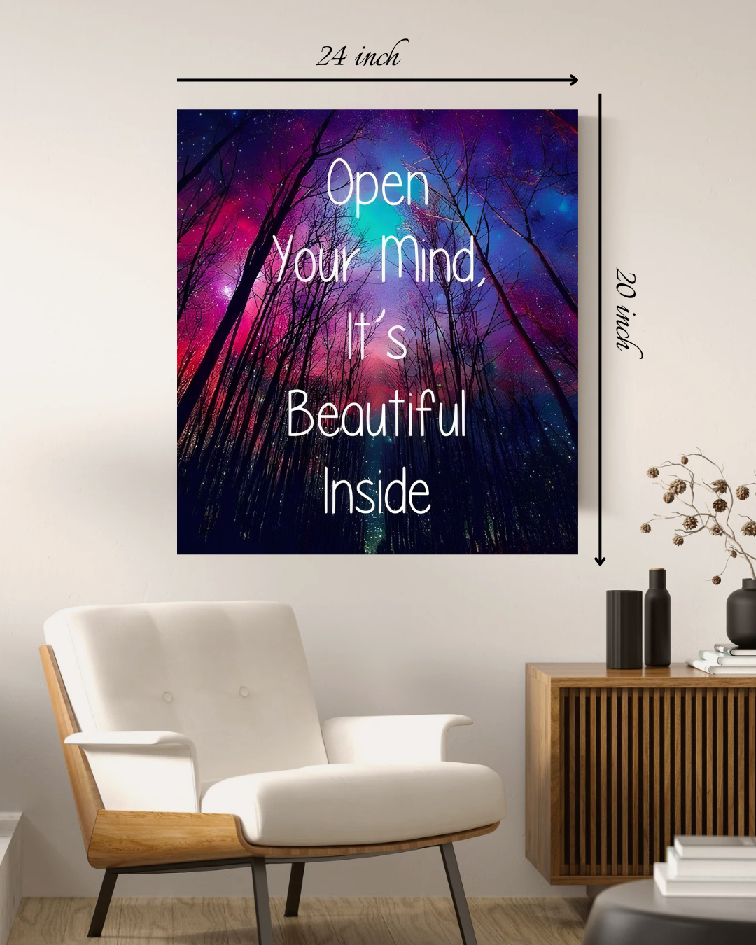 "Open Your Mind It's Beautiful Inside" Motivational Quote – High Quality Wall Art