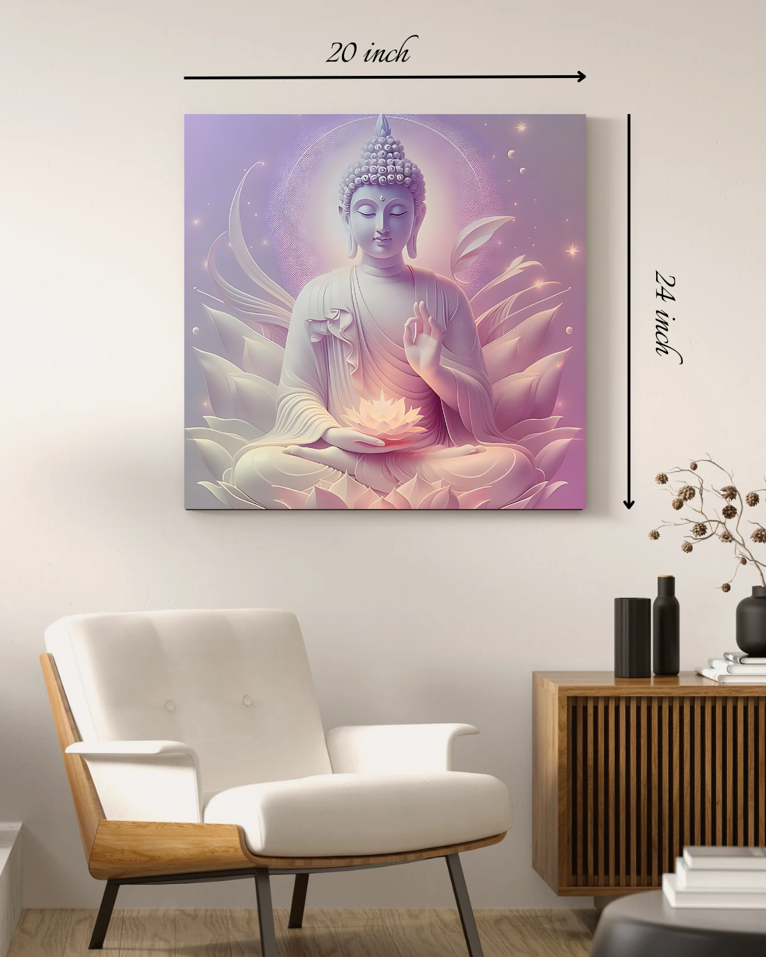Serene Buddha in White Lotus Canvas Print