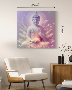 Serene Buddha in White Lotus Canvas Print