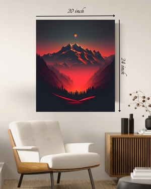 Red Sky with Mountain Canvas Print – Beautiful Nature Canvas Print