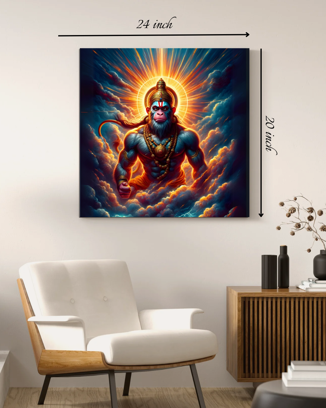 Powerful Hanuman Canvas Print – High Quality Hindu God Wall Art
