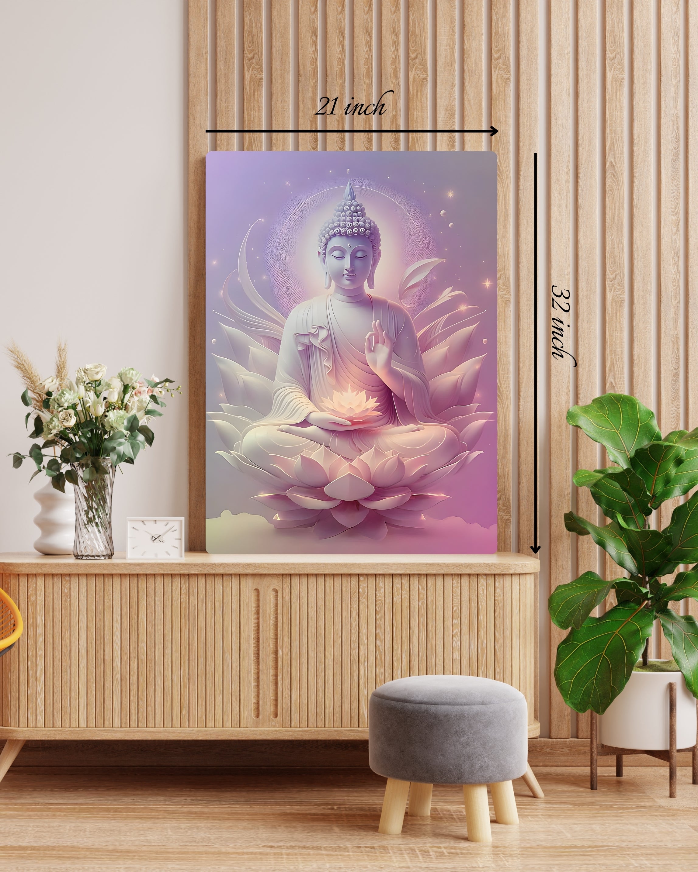 Serene Buddha in White Lotus Canvas Print