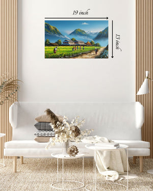Vibrant Himalayan Village Life Canvas Print – High Quality Wall Art