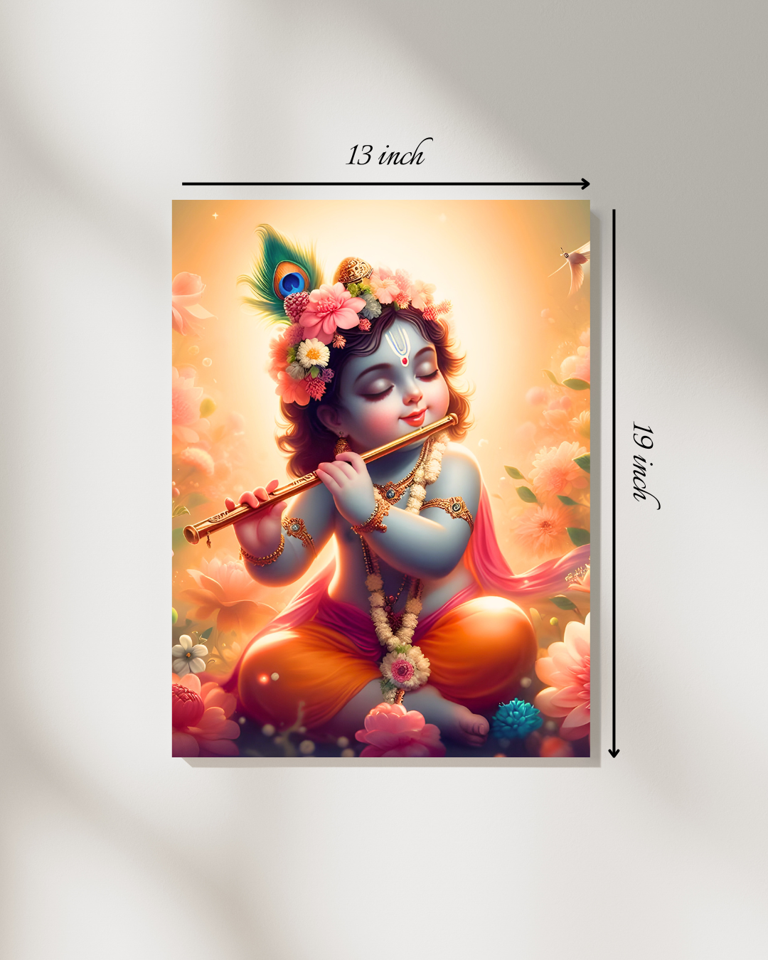 Baby Krishna With Flute Canvas Print – High Quality Hindu God Wall Art