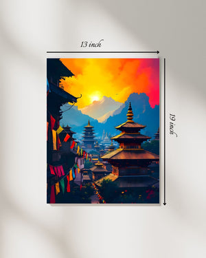 Sunset Over Nepalese Temples' Canvas Print – High Quality Wall Art