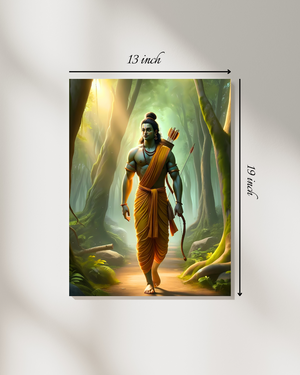 Lord Rama in the Enchanted Forest Canvas Print – High Quality Hindu God Wall Art