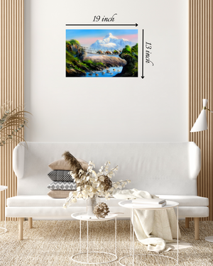 Enchanted Waterfall and Deer Canvas Print – Beautiful Nature Canvas Print
