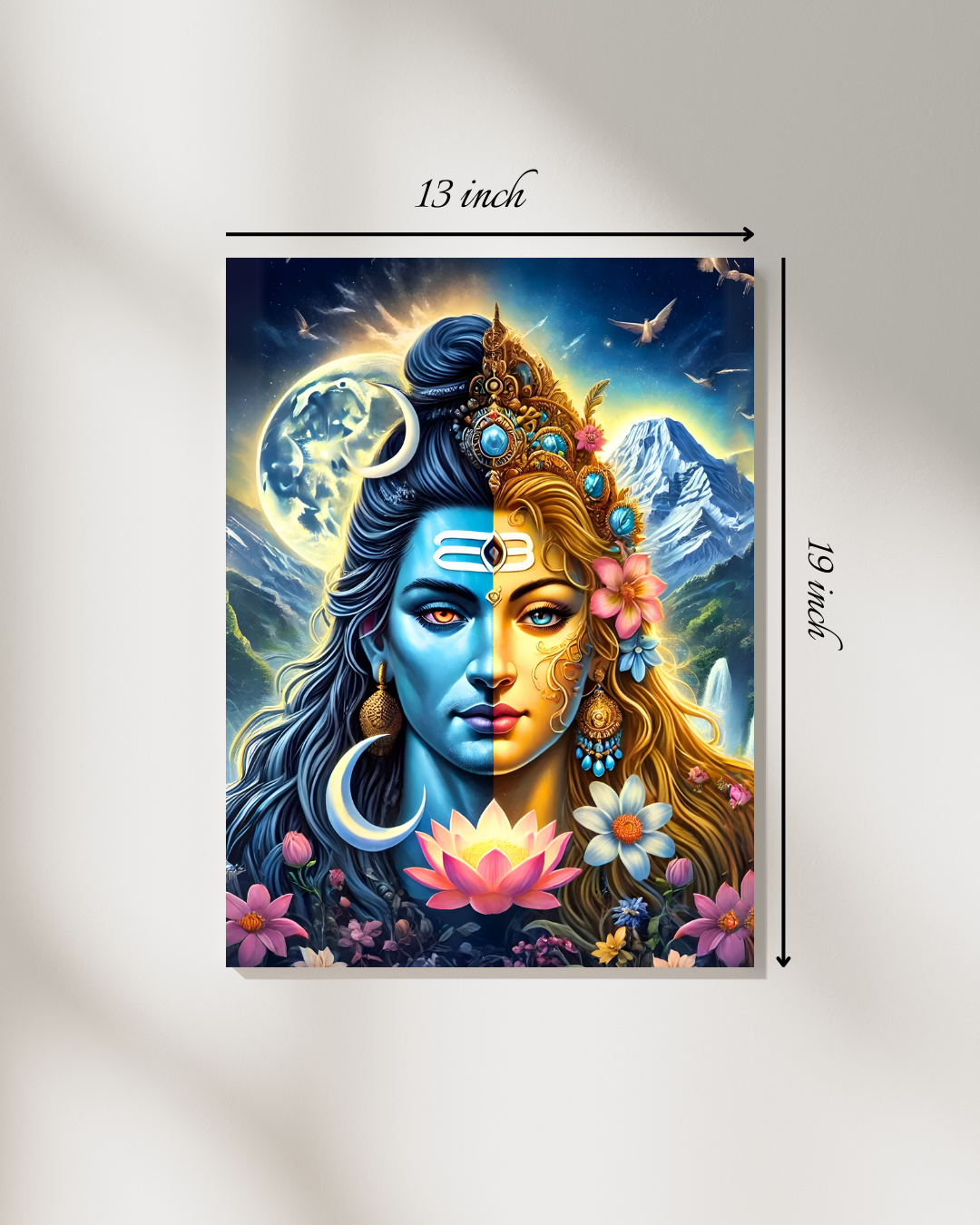 Divine Ardhanarishvara Canvas Print – High Quality Hindu God Wall Art