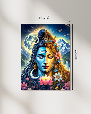 Divine Ardhanarishvara Canvas Print – High Quality Hindu God Wall Art