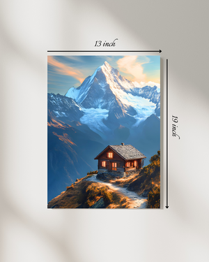 Cozy Cabin & Majestic Mountain Canvas Print – Beautiful Nature Canvas Print