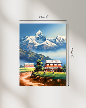 Serene Machhapuchhre Village Canvas Print – High Quality Wall Art