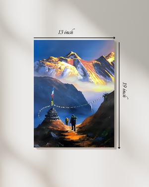 "Himalayan Dawn: Trekker's Paradise" Canvas Print – High Quality Wall Art