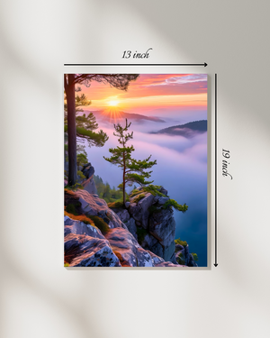 Breathtaking Sunrise Over Misty Cliffs Canvas Print – Beautiful Nature Canvas Print