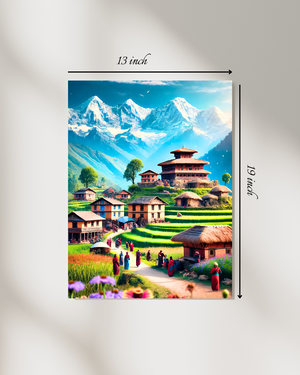 Nepal Village Scenic Canvas Print – High Quality Wall Art