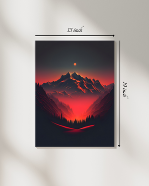 Red Sky with Mountain Canvas Print – Beautiful Nature Canvas Print