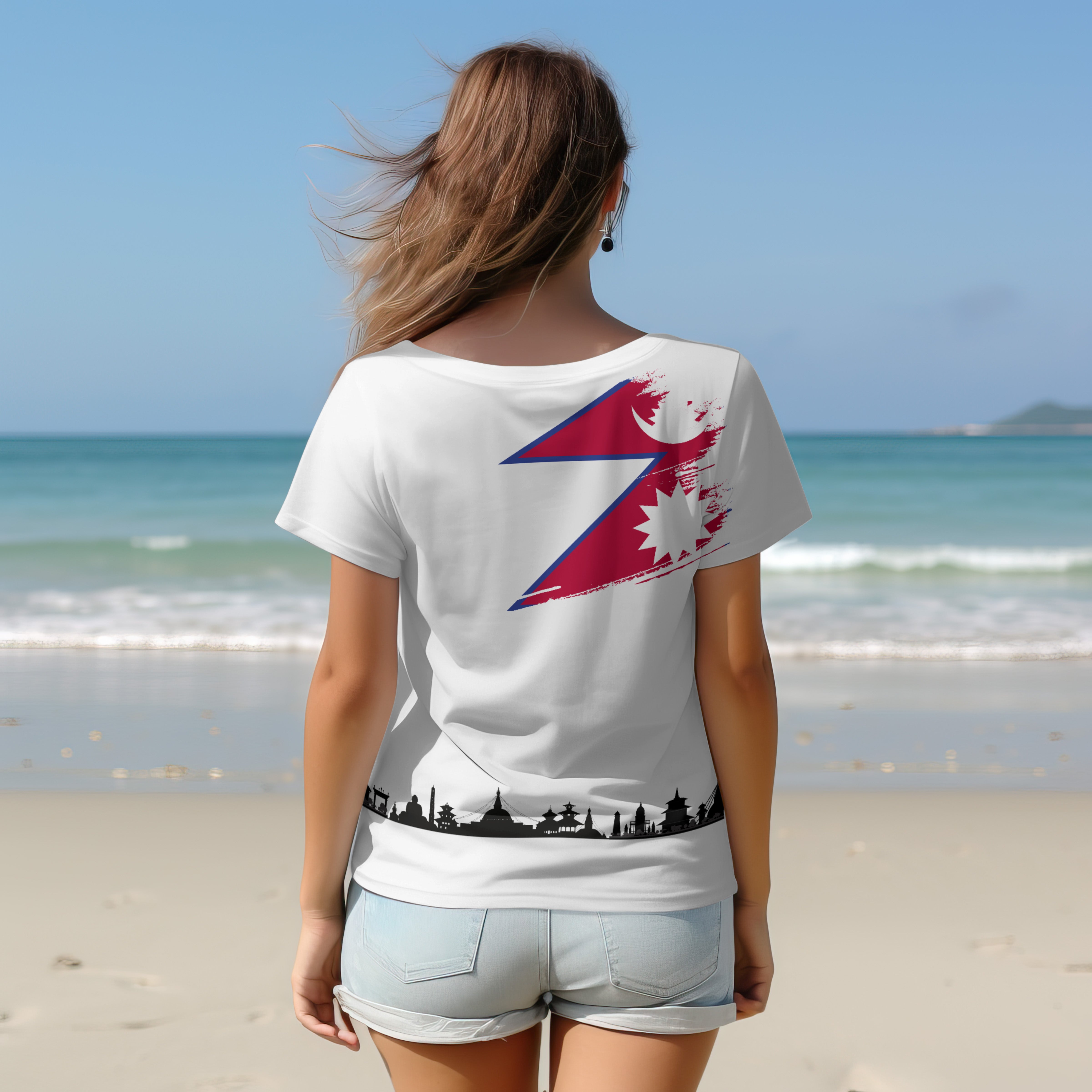 Nepal Heritage Skyline – Nepali Printed T-Shirt in Australia