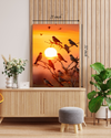 Golden Sunrise with Birds  Canvas Print – Beautiful Nature Canvas Print