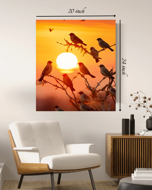 Golden Sunrise with Birds  Canvas Print – Beautiful Nature Canvas Print