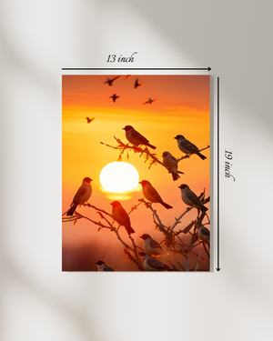 Golden Sunrise with Birds  Canvas Print – Beautiful Nature Canvas Print